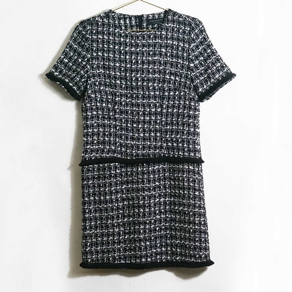 Angeleye Short Sleeve Tweed Sheath Dress in Black 4 - Picture 1 of 4